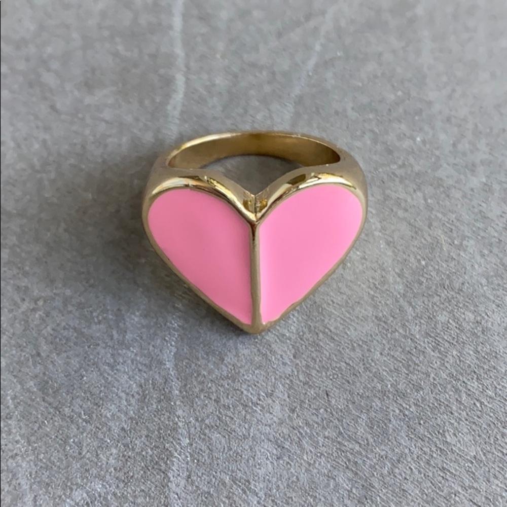 Heritage Spade Style Flamingo Pink Heart Gold Ring